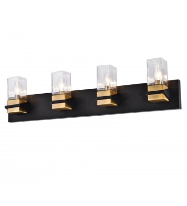  4LT Incandescent Vanity, MB & AGB w/ CLR Glass-(VER-324W-MB-AGB)-Dainolite