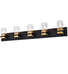 5LT Incandescent Vanity, MB & AGB w/ CLR Glass-(VER-405W-MB-AGB)-Dainolite  5LT Incandescent Vanity, MB & AGB w/ CLR Glass-(VER-405W-MB-AGB)-Dainolite