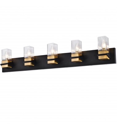  5LT Incandescent Vanity, MB & AGB w/ CLR Glass-(VER-405W-MB-AGB)-Dainolite