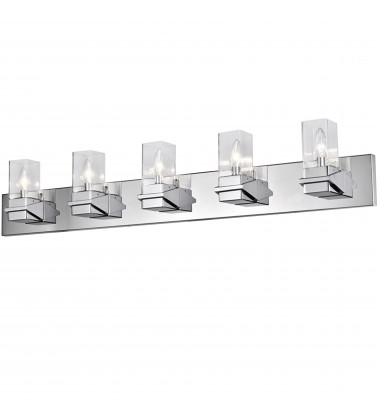 5LT Incandescent Vanity, PC w/ CLR Glass-(VER-405W-PC)-Dainolite  5LT Incandescent Vanity, PC w/ CLR Glass-(VER-405W-PC)-Dainolite