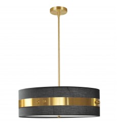  4LT Incandescent Pendant Aged Brass w/ Black Shade-(WIL-224P-AGB-BK)-Dainolite