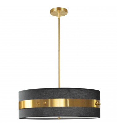  4LT Incandescent Pendant Aged Brass w/ Black Shade-(WIL-224P-AGB-BK)-Dainolite