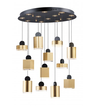  Nob 12-Light LED Pendant-(E20869-75BKGLD)-ET2