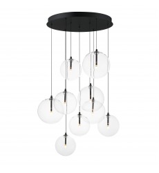  Global 9-Light LED Chandelier-(E25077-18BK)-ET2