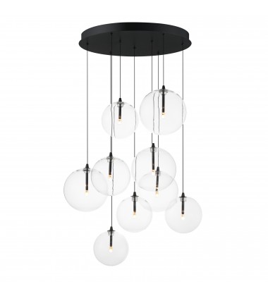  Global 9-Light LED Chandelier-(E25077-18BK)-ET2