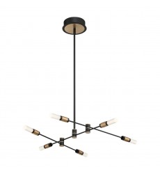  Brass-Black Chandelier (37050-016)-Eurofase