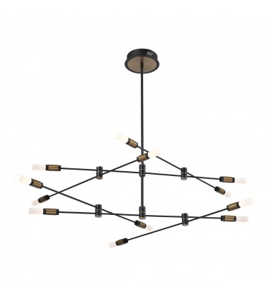  Brass-Black Chandelier (37051-013)-Eurofase