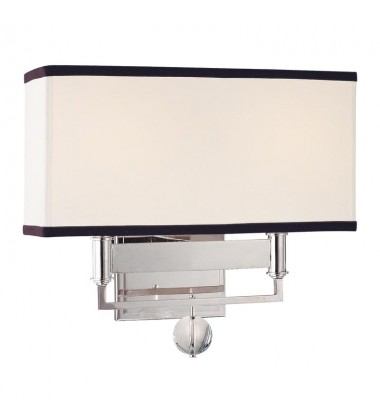 Gresham Park 2 Light Wall Sconce With Black Trim On Shade 5642-PN Hudson Valley Lighting  Gresham Park 2 Light Wall Sconce With Black Trim On Shade 5642-PN Hudson Valley Lighting