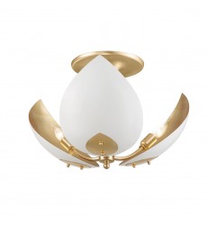 Lotus 3 Light Semi Flush 5703-GL/WH Hudson Valley Lighting  Lotus 3 Light Semi Flush 5703-GL/WH Hudson Valley Lighting