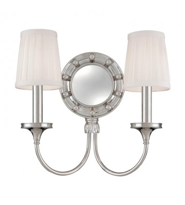 Regent 2 Light Mirrored Wall Sconce 632-PN Hudson Valley Lighting  Regent 2 Light Mirrored Wall Sconce 632-PN Hudson Valley Lighting
