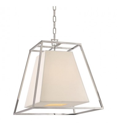 Kyle 4 Light Pendant W/White Shade 6917-PN-WS Hudson Valley Lighting  Kyle 4 Light Pendant W/White Shade 6917-PN-WS Hudson Valley Lighting