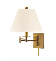  Claremont 1 Light Wall Sconce With Plug W/White Shade 7721-AGB-WS Hudson Valley Lighting