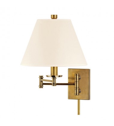  Claremont 1 Light Wall Sconce With Plug W/White Shade 7721-AGB-WS Hudson Valley Lighting