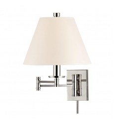  Claremont 1 Light Wall Sconce With Plug W/White Shade 7721-PN-WS Hudson Valley Lighting