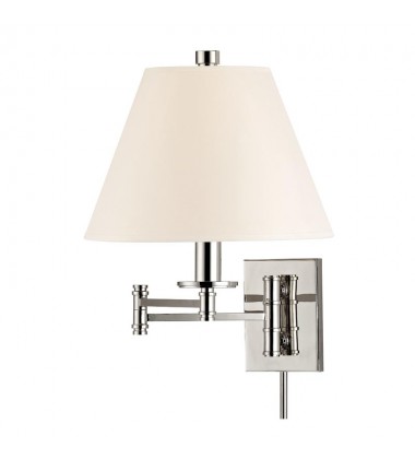  Claremont 1 Light Wall Sconce With Plug W/White Shade 7721-PN-WS Hudson Valley Lighting