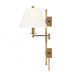  Claremont 1 Light Wall Sconce With Plug W/White Shade 7731-AGB-WS Hudson Valley Lighting