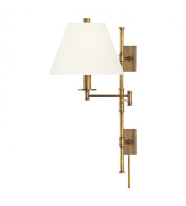  Claremont 1 Light Wall Sconce With Plug W/White Shade 7731-AGB-WS Hudson Valley Lighting