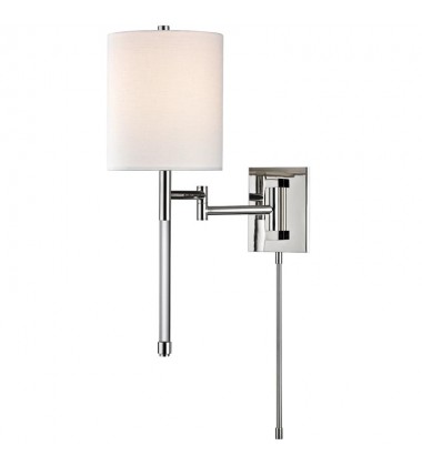 Englewood 1 Light Wall Sconce With Plug 9421-PN Hudson Valley Lighting  Englewood 1 Light Wall Sconce With Plug 9421-PN Hudson Valley Lighting