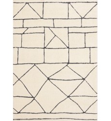 (1345/26 240320)-Talia Cream Black Geometric Lattice Design Rug, 7'10'' x 10'6''-(Kalora)