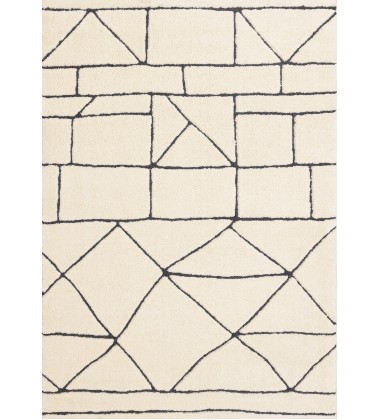  (1345/26 240320)-Talia Cream Black Geometric Lattice Design Rug, 7'10'' x 10'6''-(Kalora)