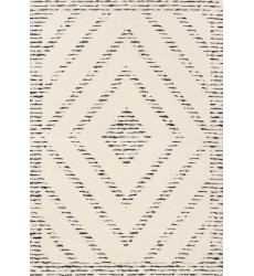  (1355/ZD26 240320)-Talia Cream Black Striped Diamond Rug Design, 7'10 x 10'6