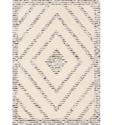  (1355/ZD26 240320)-Talia Cream Black Striped Diamond Rug Design, 7'10 x 10'6