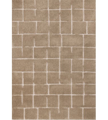  (1360/ZF26 160230)-Talia Taupe White Broken Grid Pattern Rug, 5'3