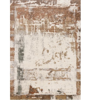  (23394/6767 160230)-Marquis Orange White Beige Green Organic Distressed Design Rug, 5'3