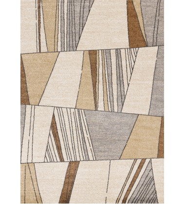  (34138/6464 160230)-Mae White Beige Orange Stain Glass Design Rug, 5'3
