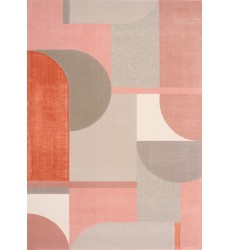  (466109/202 240330)-Belle Pink Grey Cream Multi-Geometric Pattern Plush Rug, 7'10
