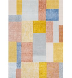  (466115/991 240330)-Belle Yellow Orange Blue Colour Blocks Rug, 7'10