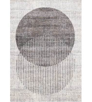  (4878A/HF62 160230)-Swift Grey White Two Merging Circles Rug, 5'3