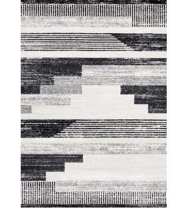  (5177A/LQ16 240320)-Swift Black White Patterned Lines Rug, 7'10