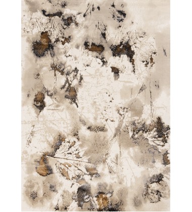  (5195/Z135 160230)-Zola Cream Taupe Brown Distressed Foliage Rug, 5'3