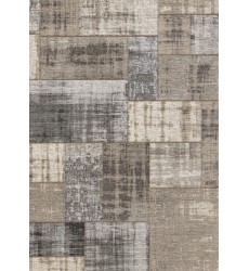  (5307/04 155230)-Cathedral Grey Cream Distressed Patchwork Rug, 5'1