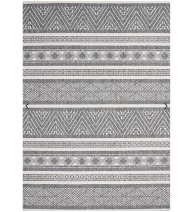  (5316/0010 160230)-Bristol Reversible Grey White Striped Pattern Outdoor Rug, 5'3