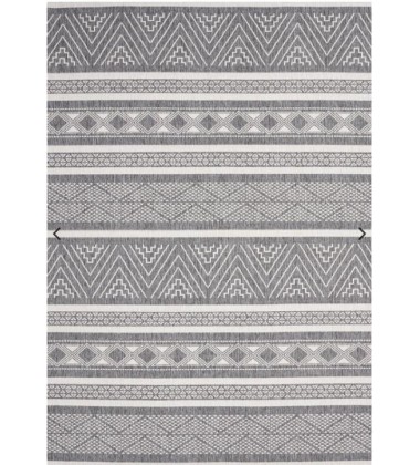  (5316/0010 240340)-Bristol Reversible Grey White Striped Pattern Outdoor Rug, 7'10