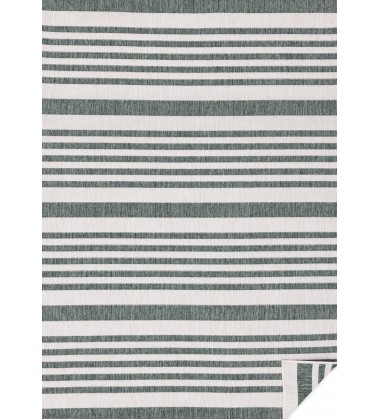  (5440/0520 160230)-Bristol Green Cream Striped Reversible Rug, 5'3