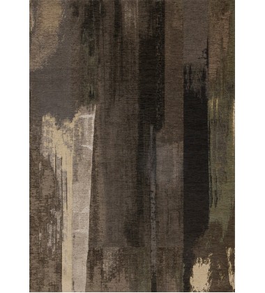  (5507/99 240330)-Cathedral Brown Black Green Distressed Brush Strokes Rug, 7'10