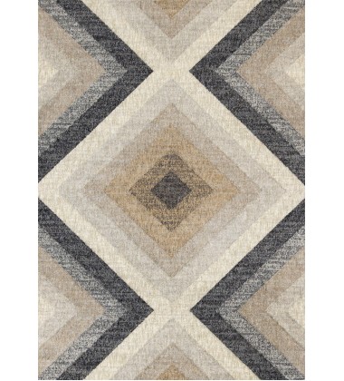  (5685/LM72 240320)-Cora Cream Grey Brown Diamond Design Rug, 7'10