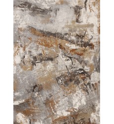  (63825/9248 160230)-Aurora Grey Orange White Distressed Abstract Rug, 5'3