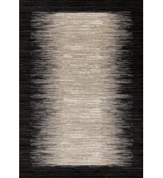  (63856/9293 160230)-Aurora Black Beige Distressed Sound Wave Border Rug, 5'3