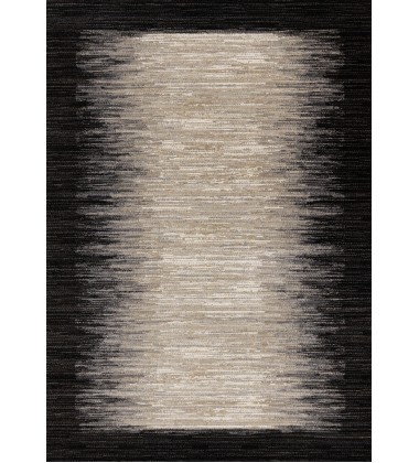  (63856/9293 240330)-Aurora Black Beige Distressed Sound Wave Border Rug, 7'10