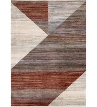  (8531/2626 240310)-Marisa Red White Grey Distressed Geometric Design Rug, 7'10