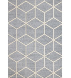  (A782/9232 160230)-Eclipse Blue Cream Modern Lattice Design Rug, 5'3