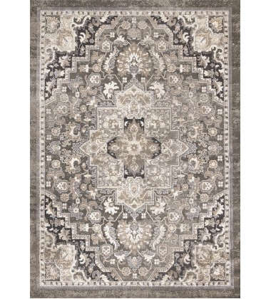  (B206/4212 160230)-Hayden Taupe White Beige Elegant Classic Border Rug, 5'3