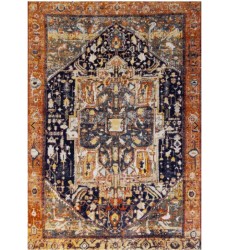  (B776/0655 160230)-Sara Black Orange Ornate Border Rug, 5'3