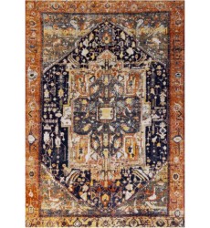  (B776/0655 200290)-Sara Black Orange Ornate Border Rug,  6'7'' x 9'6''-(Kalora)
