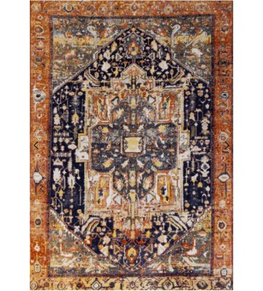  (B776/0655 200290)-Sara Black Orange Ornate Border Rug,  6'7'' x 9'6''-(Kalora)