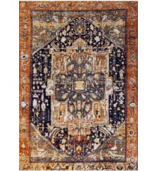 (B776/0655 240320)-Sara Black Orange Ornate Border Rug, 7'10